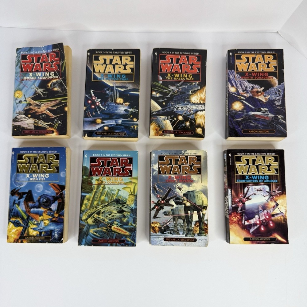 Star Wars X-Wing Lot of 8 Paperback Books (Books 1 & 2-9) Stackpole Allston